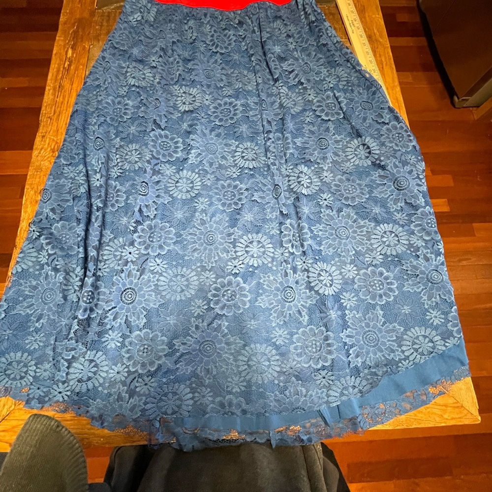 LuLaRoe Blue Floral Lace A-Line Skirt